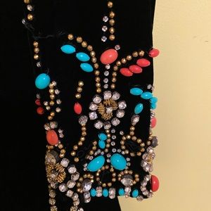 Vintage Black Velvet Beaded floor length Gown